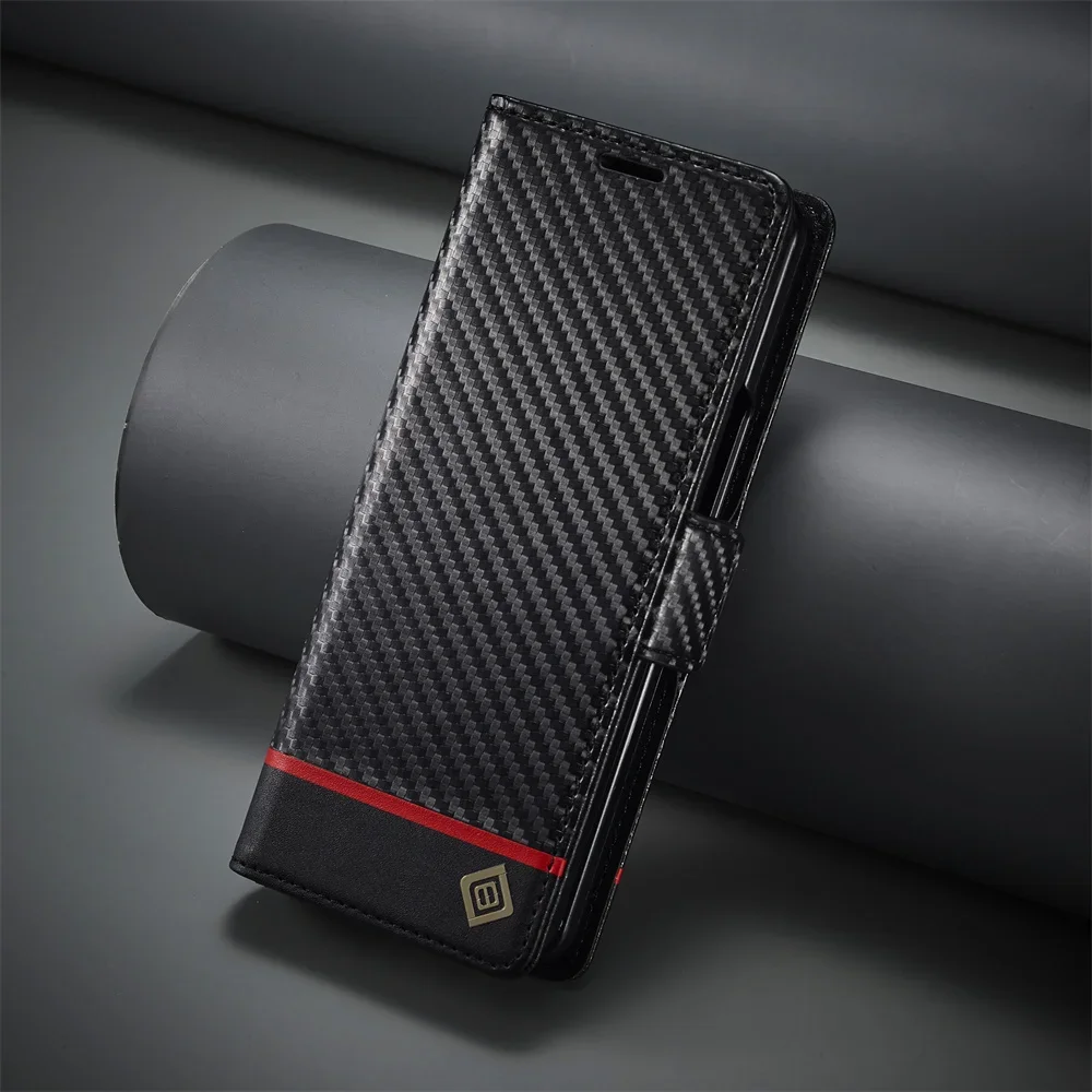 Luxury Carbon Fiber PU Leather - đánh giá và giá Leather Wallet Card Holder Phone Cover