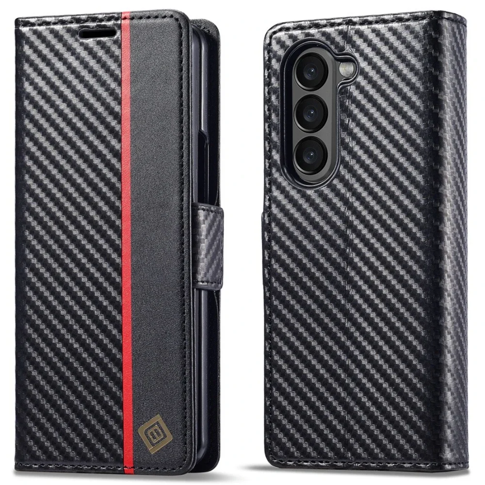 Luxury Carbon Fiber PU Leather - đánh giá và giá Leather Wallet Card Holder Phone Cover