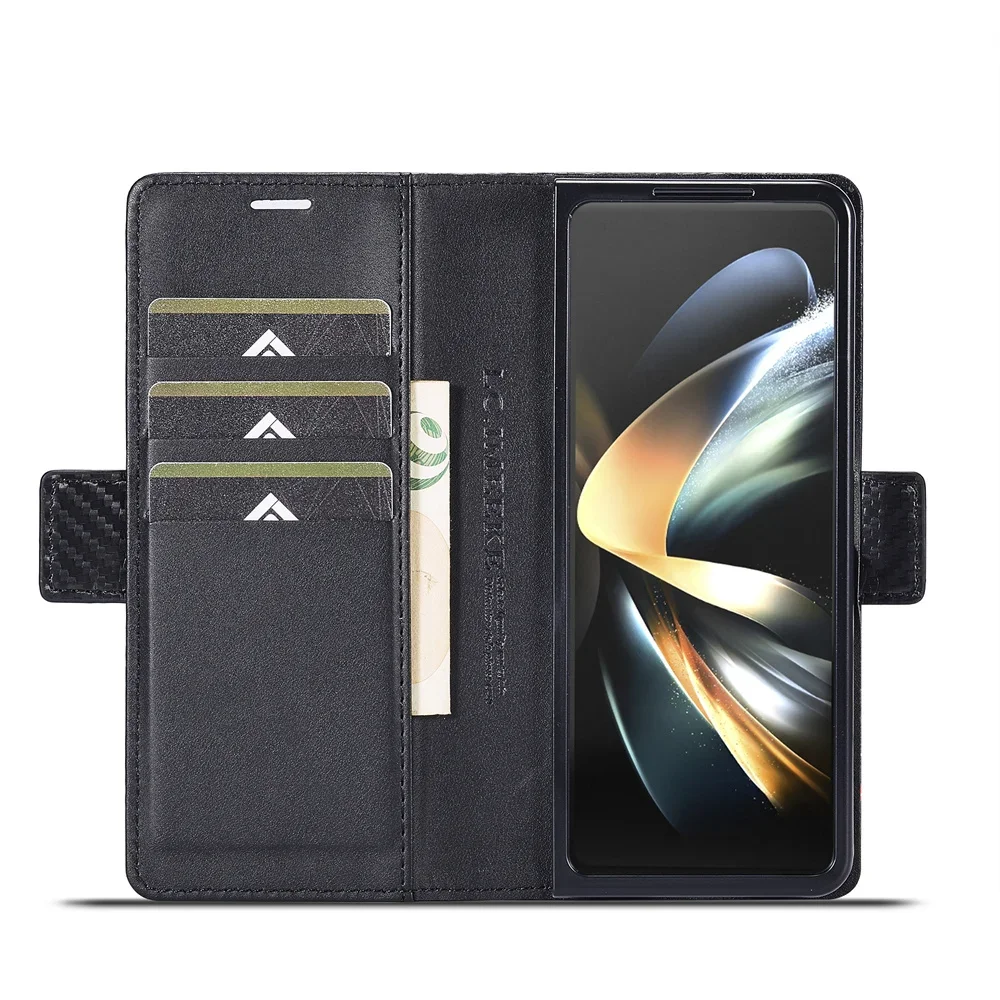 Luxury Carbon Fiber PU Leather - đánh giá và giá Leather Wallet Card Holder Phone Cover