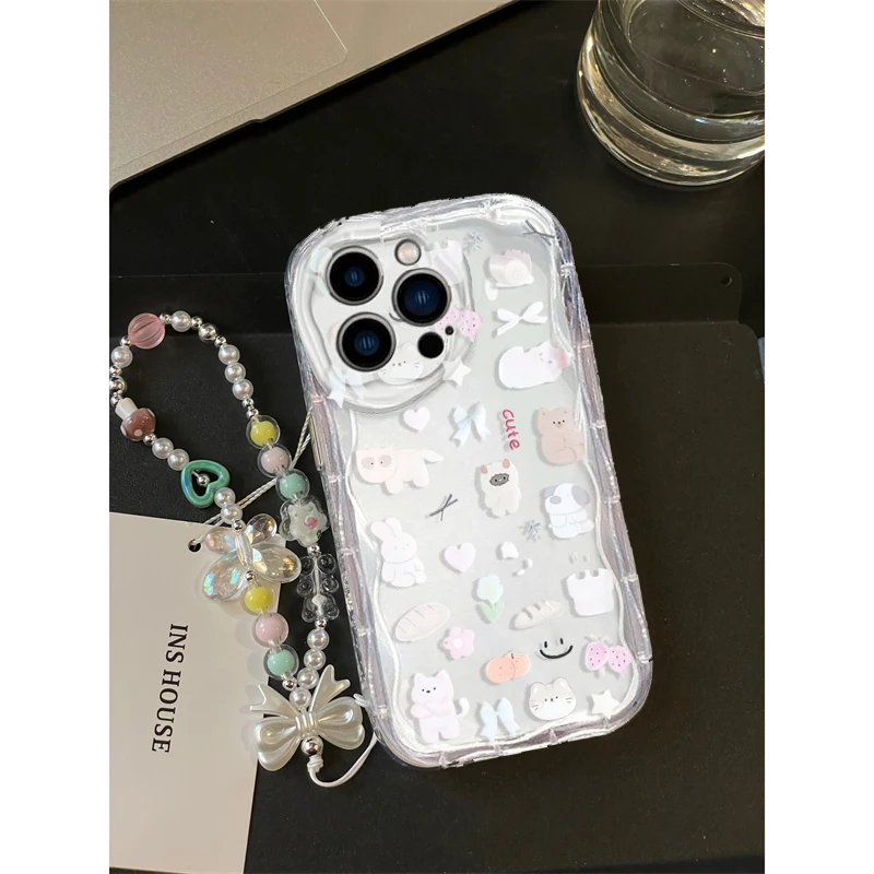 Cute Cat Bow Wrist Chain Case  - đánh giá và giá Cute Cartoon Wrist Strap Silicone Case