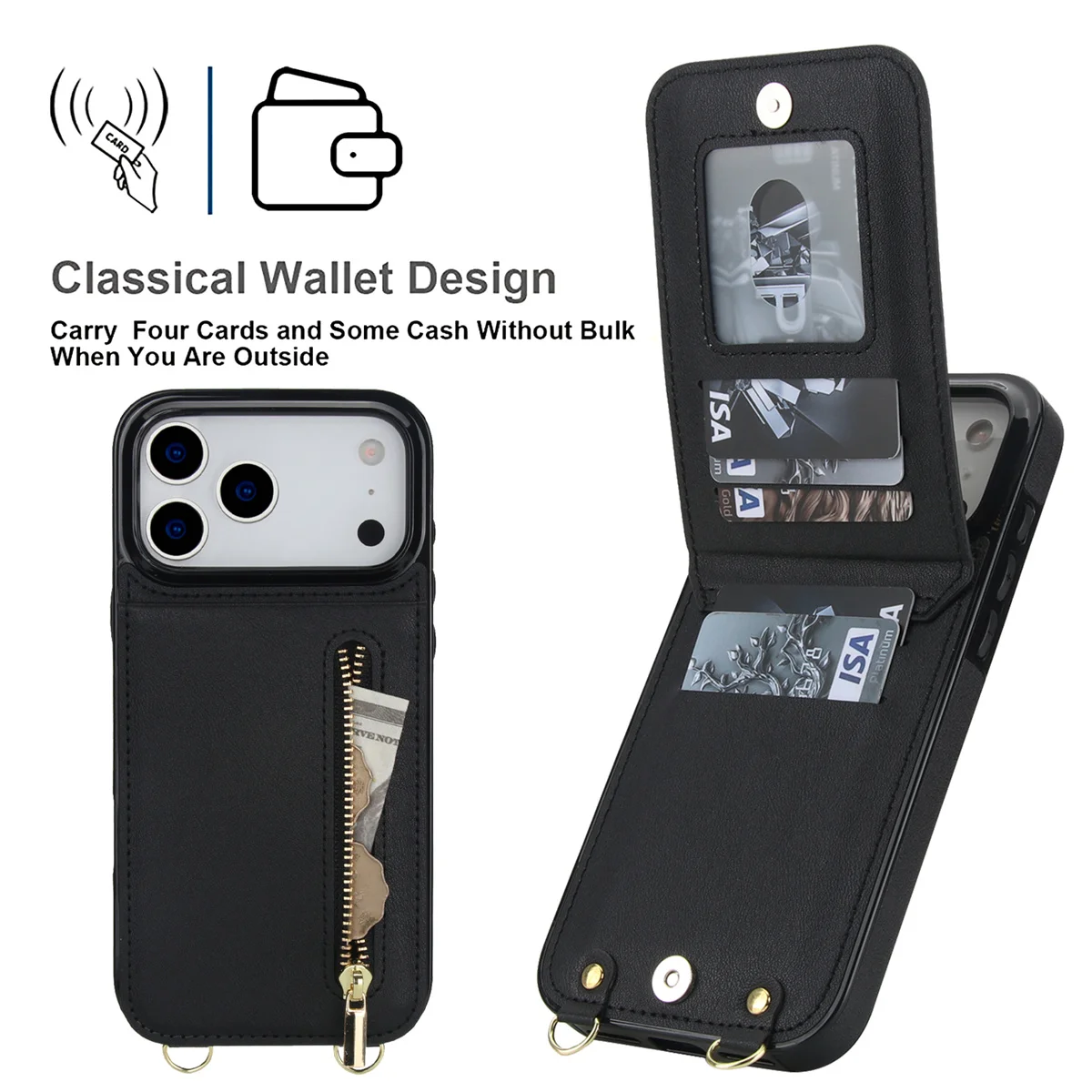 Crossbody Zipper Wallet Card H - đánh giá và giá Leather Wallet Card Holder Phone Cover