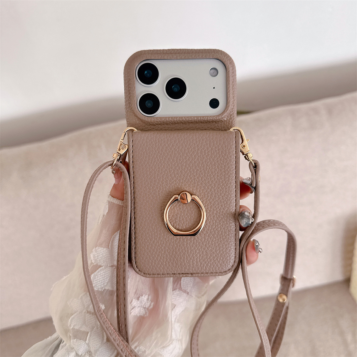 Crossbody Lanyard with Ring Ca - đánh giá và giá Leather Wallet Card Holder Phone Cover