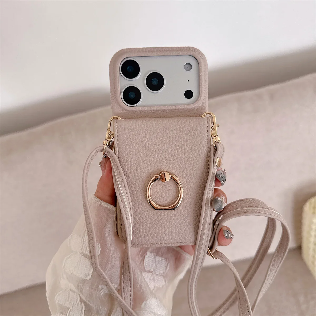 Crossbody Lanyard with Ring Ca - đánh giá và giá Leather Wallet Card Holder Phone Cover