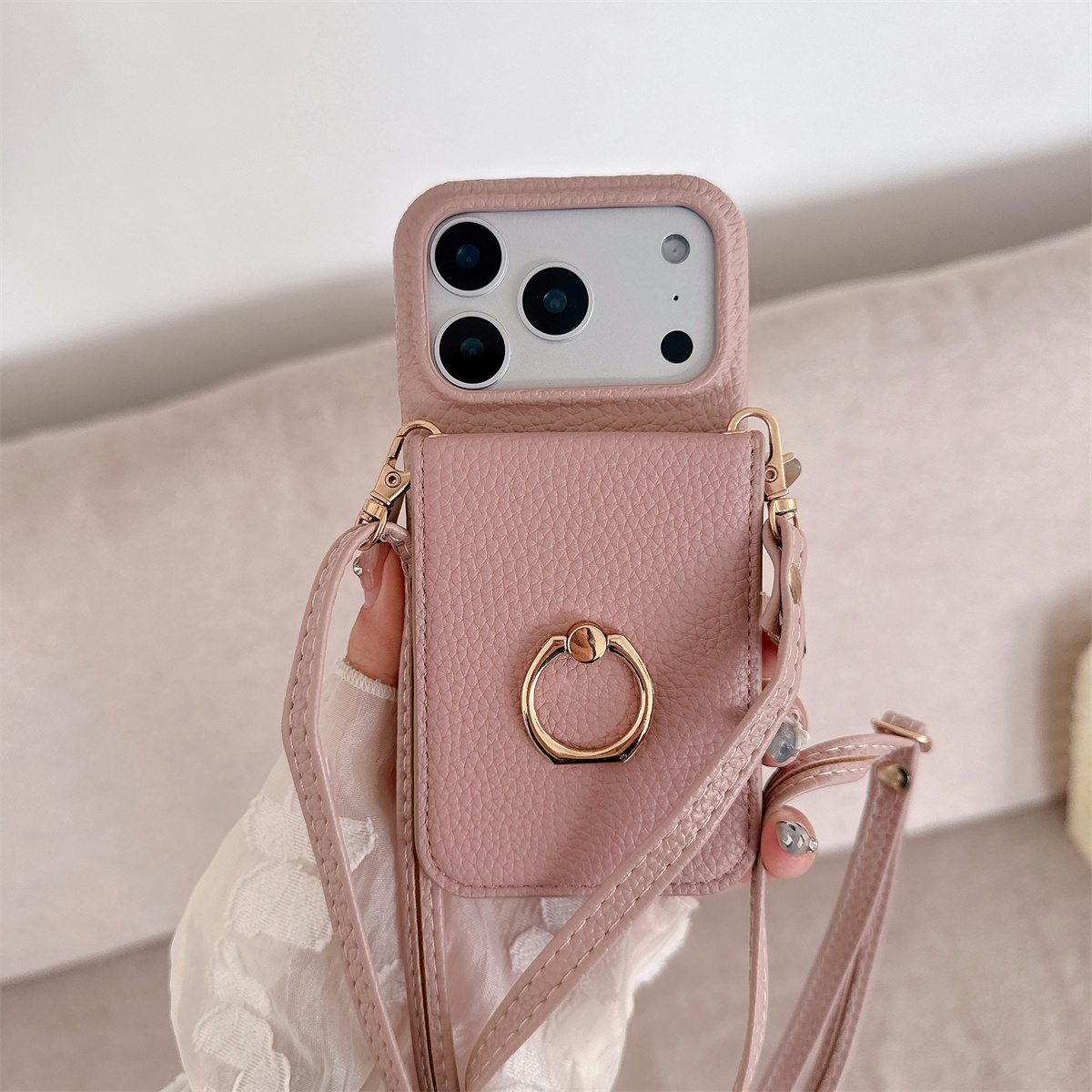 Crossbody Lanyard with Ring Ca - đánh giá và giá Leather Wallet Card Holder Phone Cover