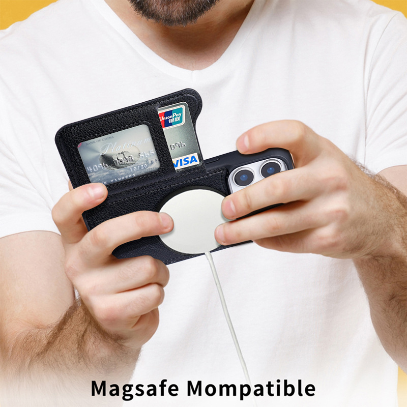 For Magsafe Magnetic Flip Leat - đánh giá và giá Leather Wallet Card Holder Phone Cover