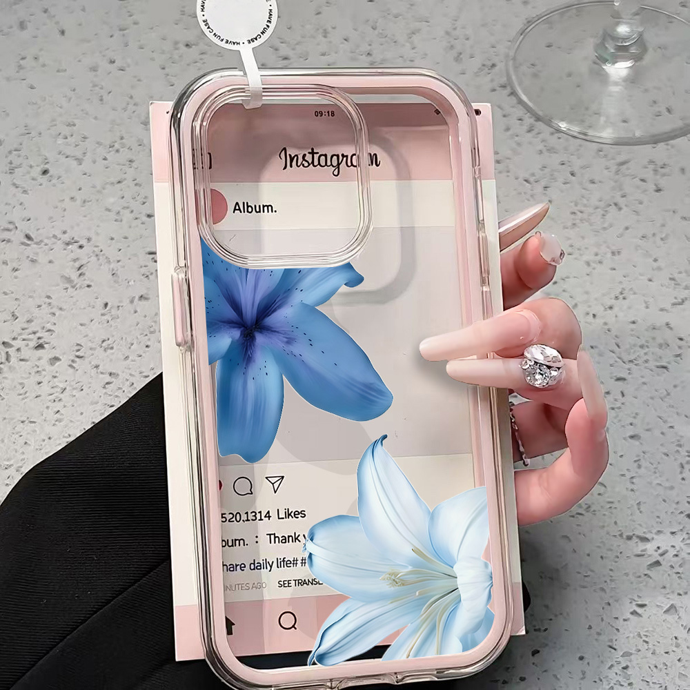 Blue Lily Flower Clear Phone C - đánh giá và giá Clear Shockproof Bumper Case