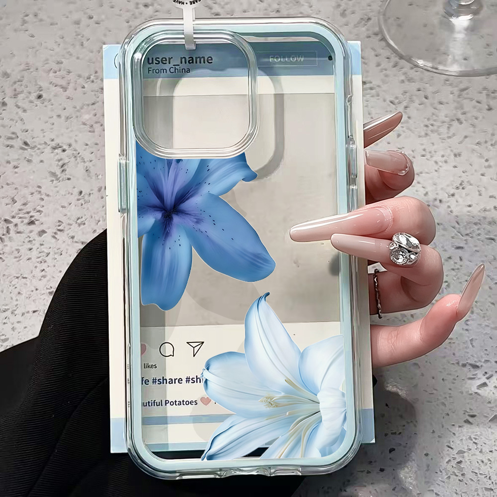 Blue Lily Flower Clear Phone C - đánh giá và giá Clear Shockproof Bumper Case