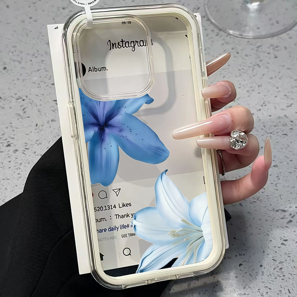 Blue Lily Flower Clear Phone C - đánh giá và giá Clear Shockproof Bumper Case