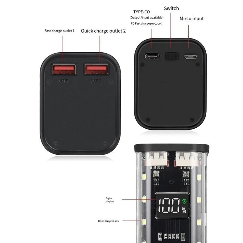 USB Type C Port Design 8X18650 - đánh giá và giá Power Banks