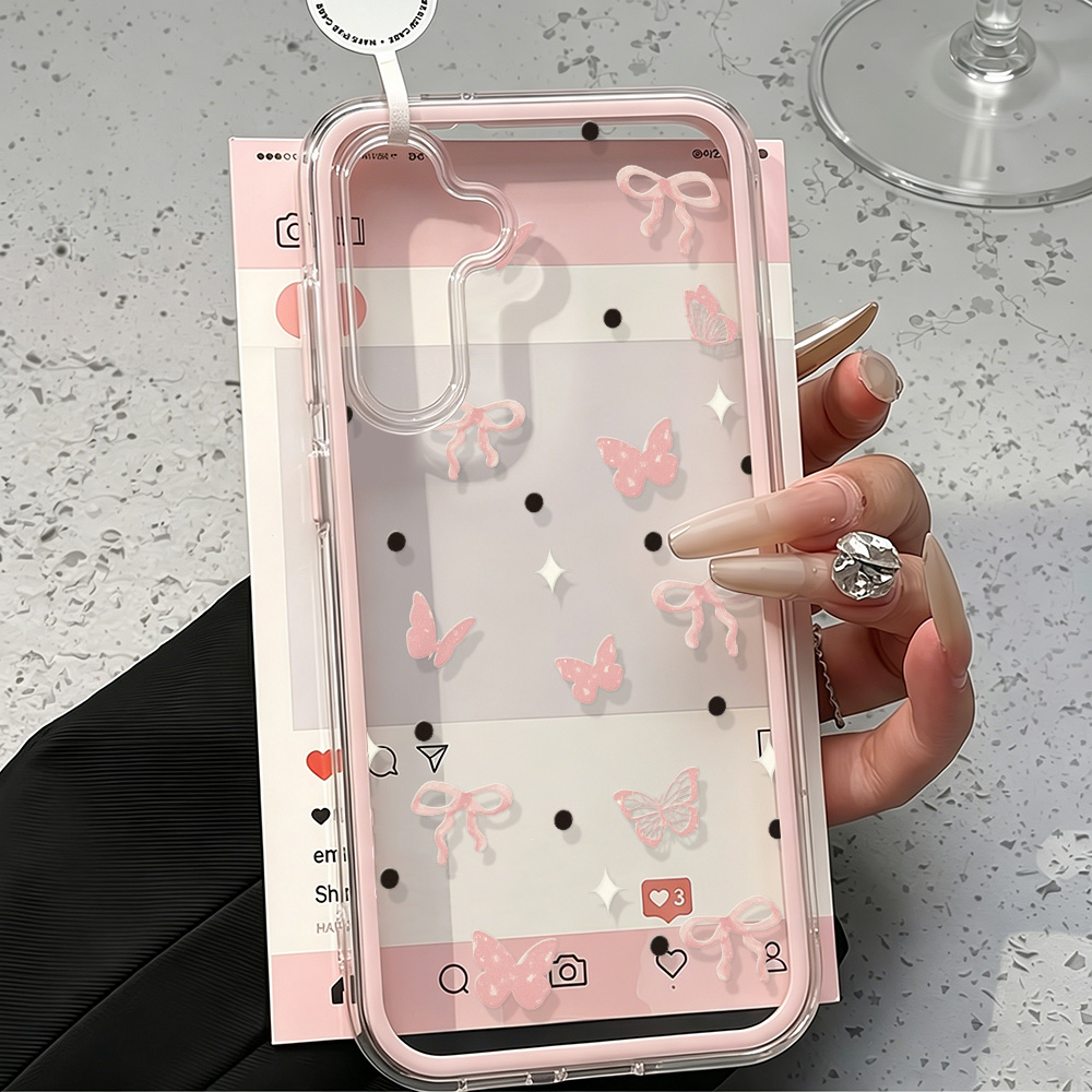 Cute Pink Bow Soft Phone Case  - đánh giá và giá Clear Shockproof Bumper Case