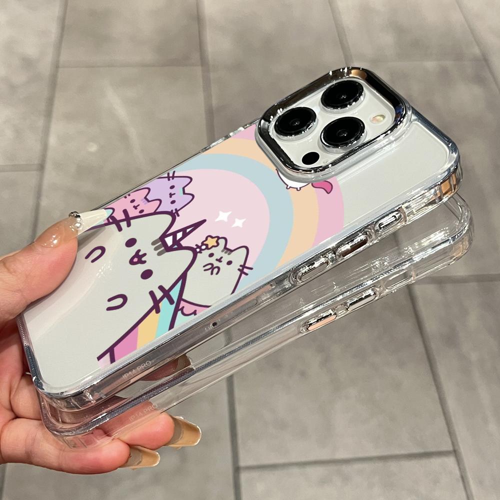 Cartoon Pusheen Cat Matte Tran - đánh giá và giá Clear Shockproof Bumper Case