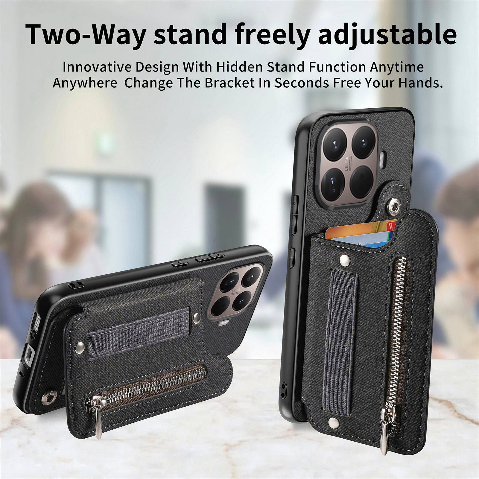 RFID Wrist Strap Zipper Wallet - đánh giá và giá Leather Wallet Card Holder Phone Cover