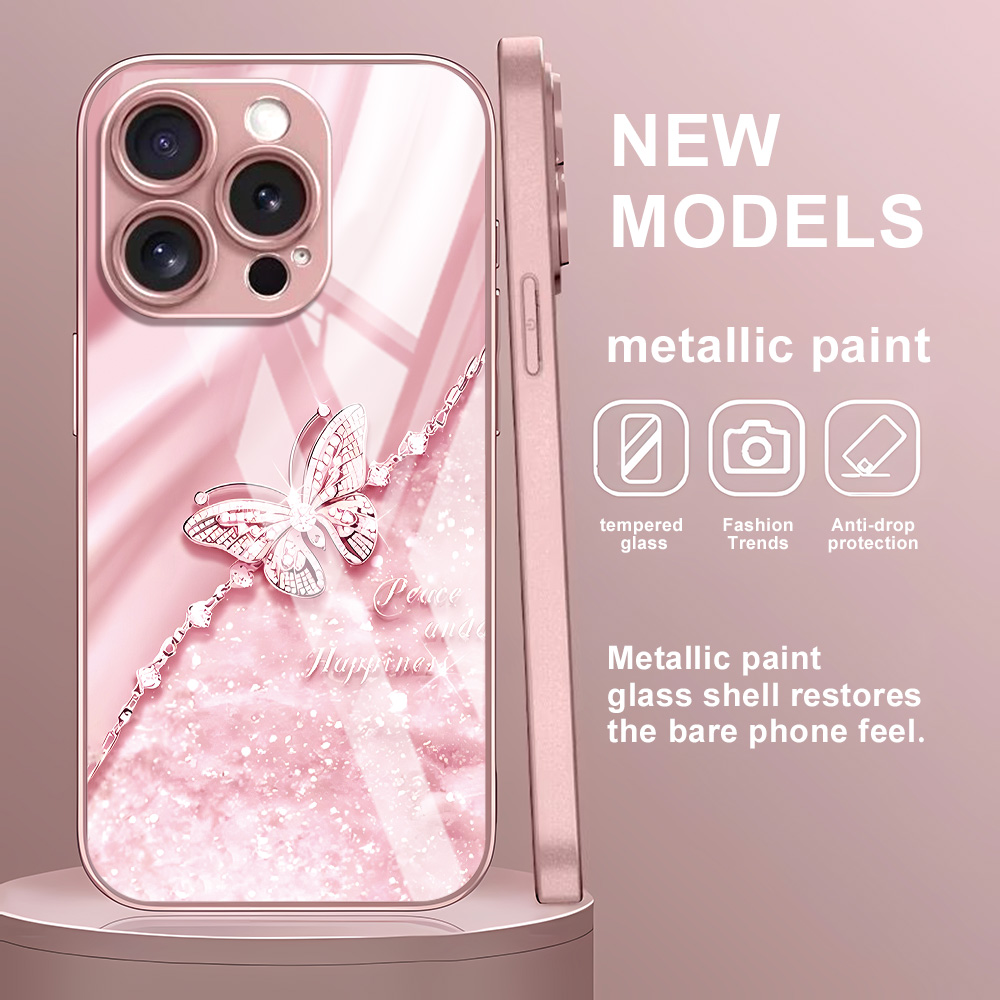 Pink Butterfly Tempered Glass  - đánh giá và giá Screen Protectors